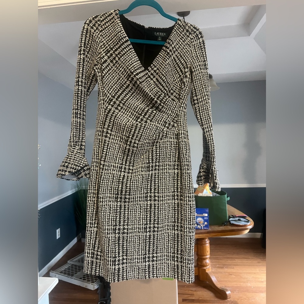 Ralph Lauren Black and White Long Sleeve Dress